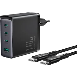 Charger Mobile Joyroom 3C1A 140W JR-TCG05 + Cable Type-C To Type - C 1.2M Black.